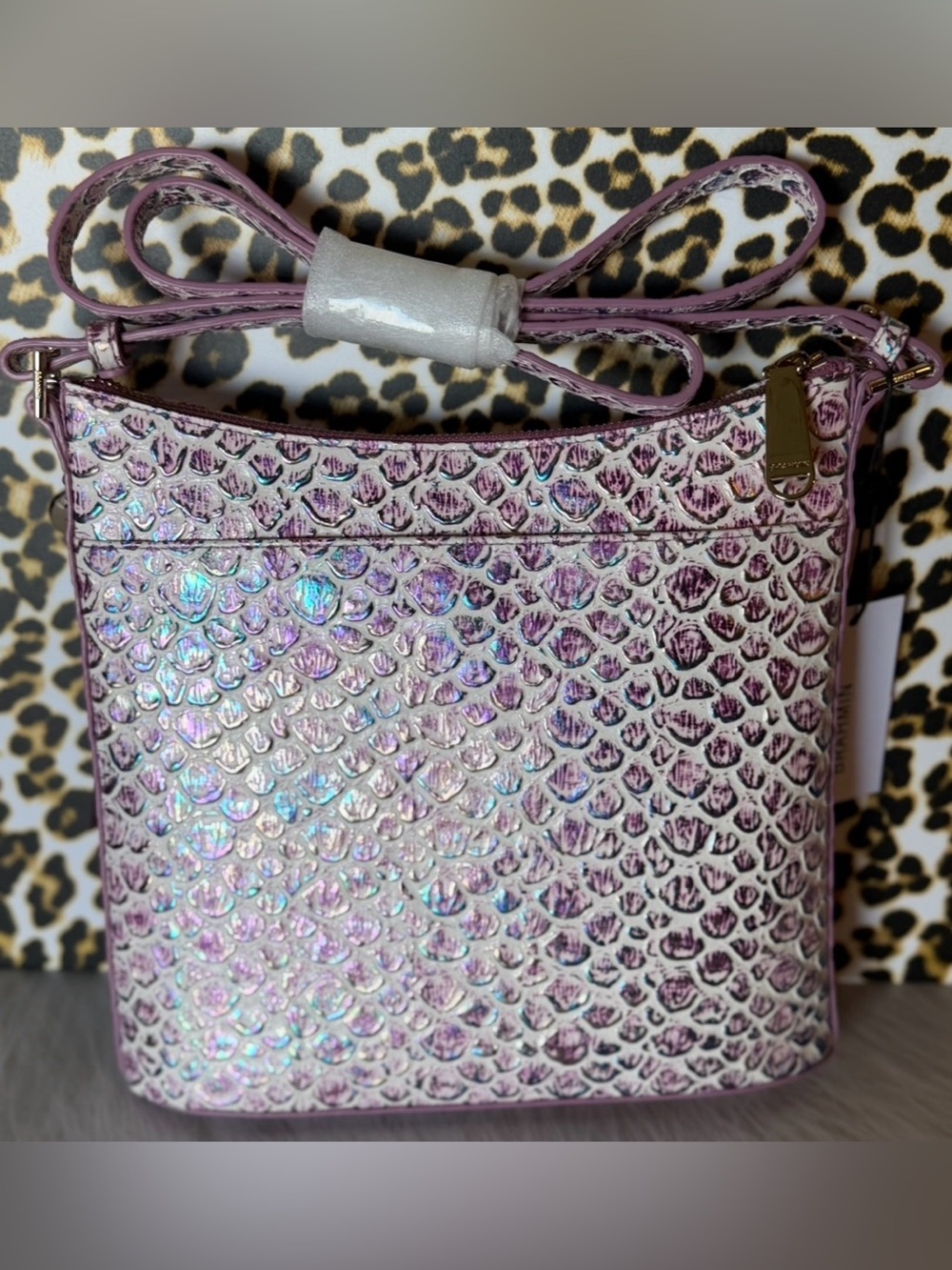 HARDTOFIND Brahmin Katie Floralite Crossbody Purple Iridescent Glow Tassel NWT - Picture 2 of 14